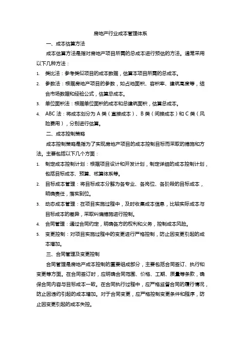 房地产行业成本管理体系