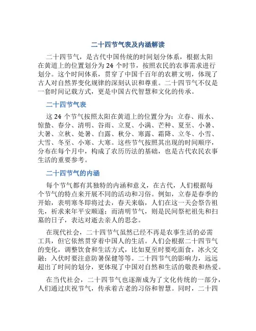 二十四节气表及内涵解读