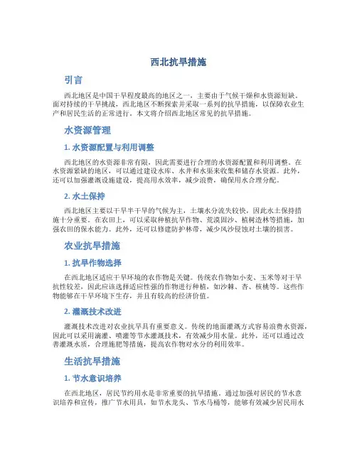 西北抗旱措施