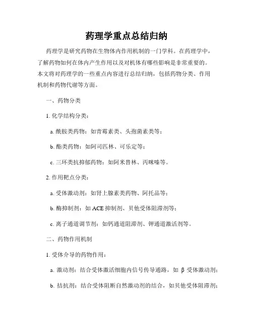 药理学重点总结归纳