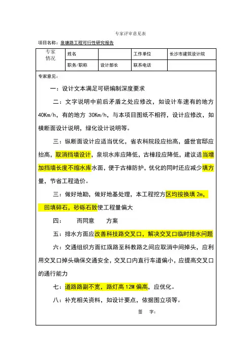 专家评审意见表1
