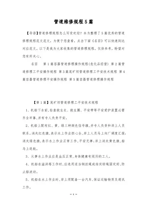 管道维修规程5篇