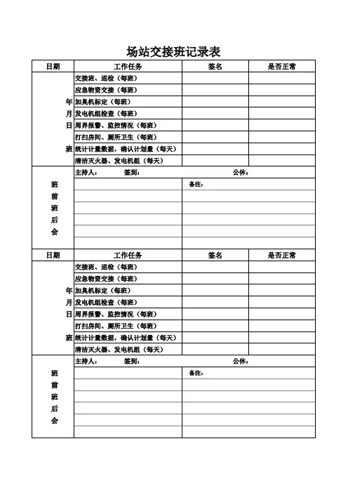 场站交接班记录表