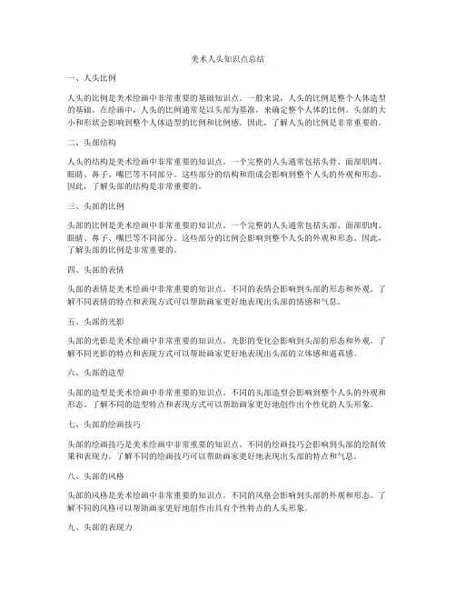 美术人头知识点总结