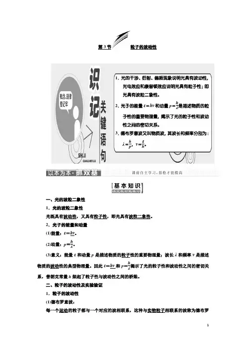 高中物理人教版选修3-5教学案：第十七章 第3节 粒子的波动性