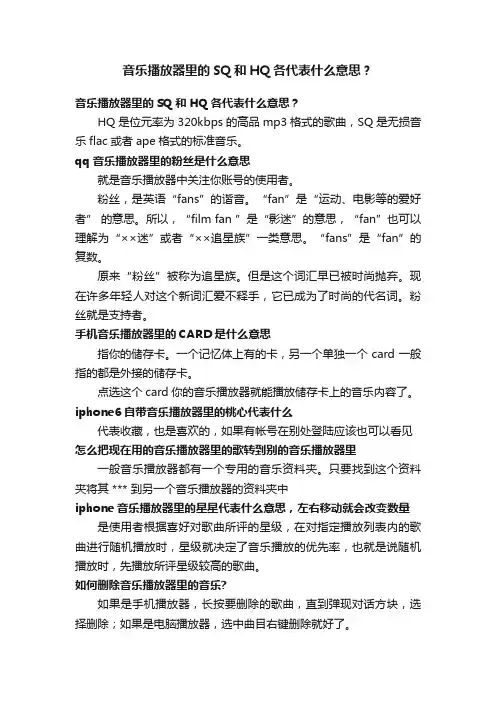 音乐播放器里的SQ和HQ各代表什么意思？