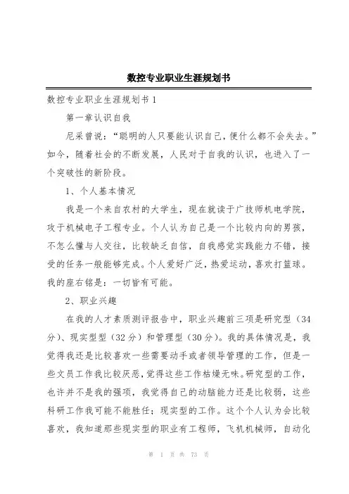 数控专业职业生涯规划书