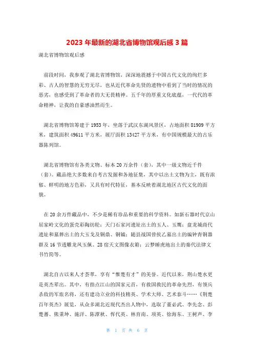 2023年最新的湖北省博物馆观后感3篇