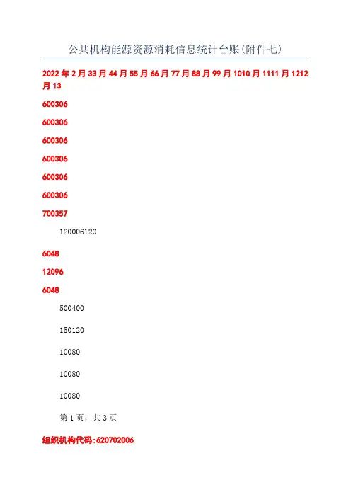 公共机构能源资源消耗信息统计台账(附件七)