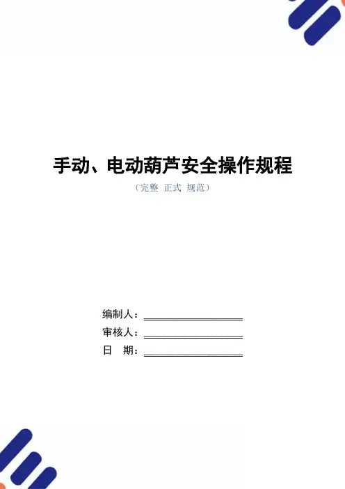 手动、电动葫芦安全操作规程(正式版)