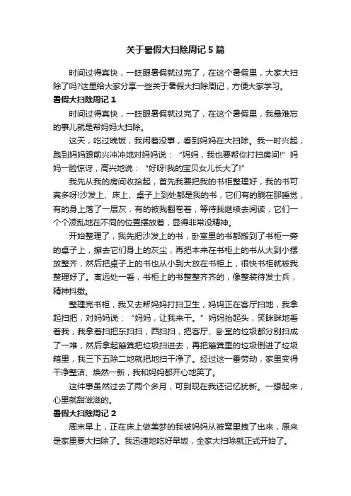 关于暑假大扫除周记5篇