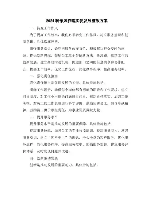 2024转作风抓落实促发展整改方案