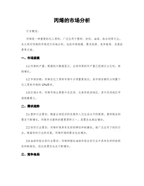 丙烯的市场分析