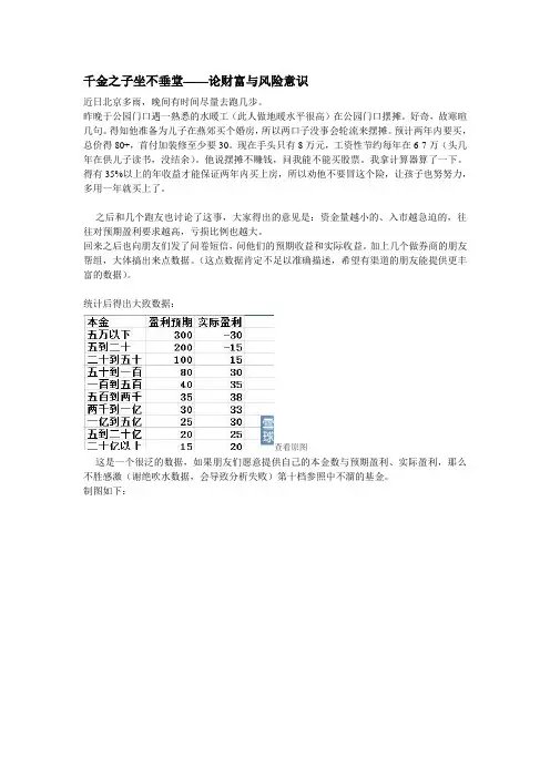 千金之子坐不垂堂——论财富与风险意识