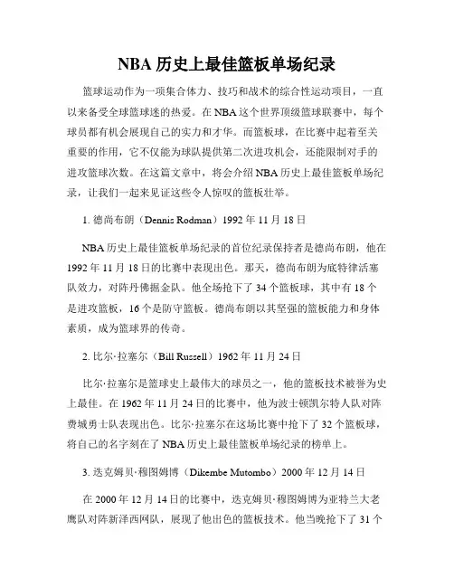 NBA历史上最佳篮板单场纪录
