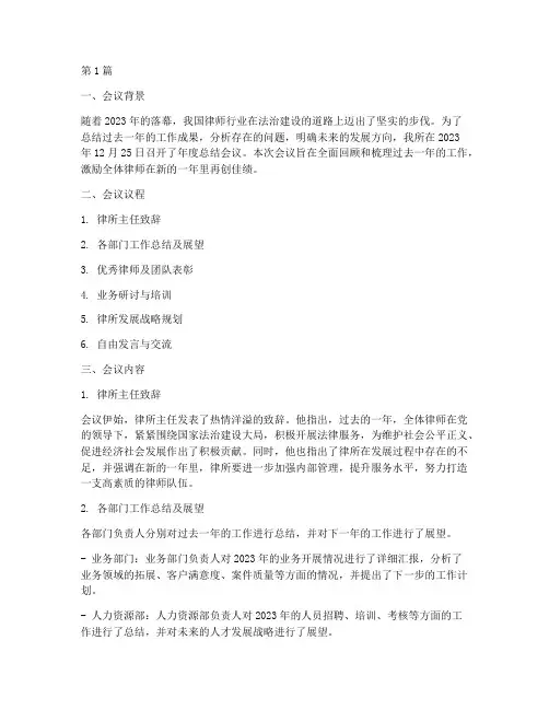 律师年度总结会议(3篇)
