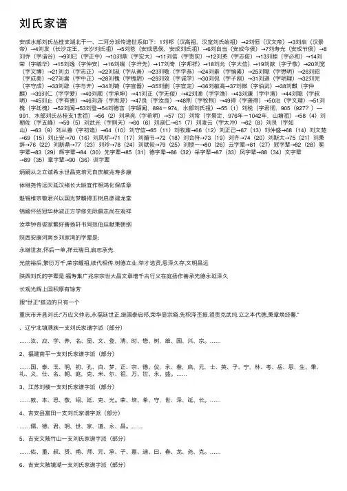 刘氏家谱——精选推荐