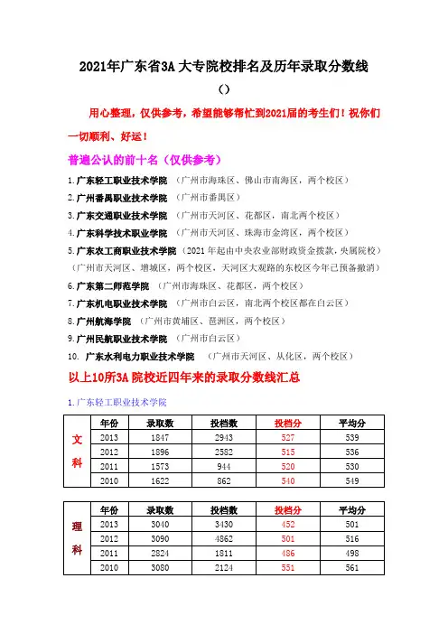 广东省A大专院校排名