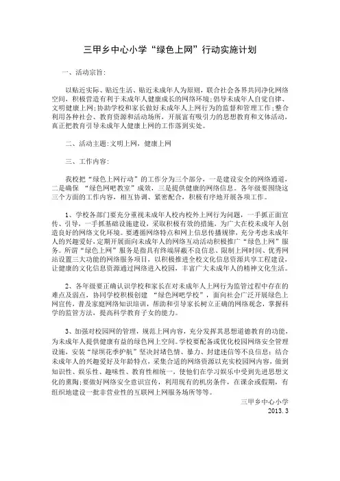 绿色上网计划措施总结资料