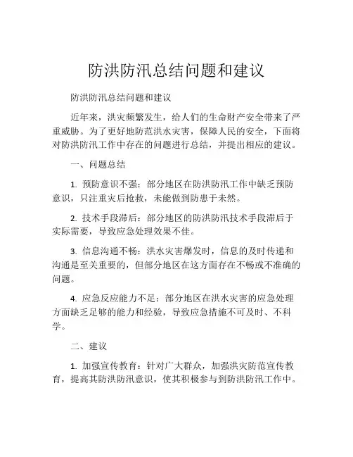 防洪防汛总结问题和建议