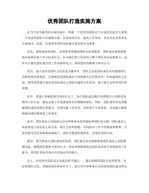 优秀团队打造实施方案