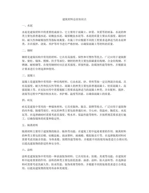 建筑材料总结知识点