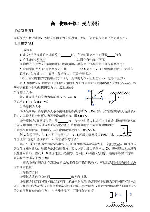高一物理必修1 受力分析