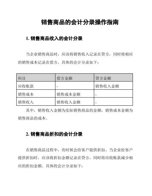 销售商品的会计分录操作指南