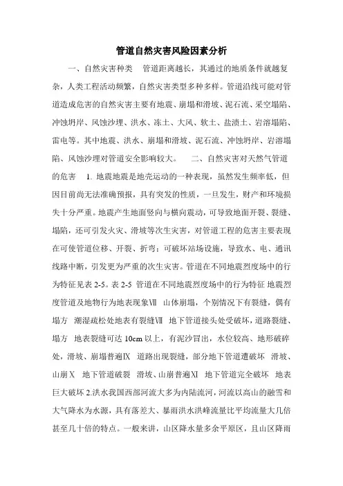 管道自然灾害风险因素分析