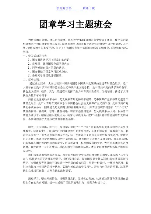 团章学习主题班会