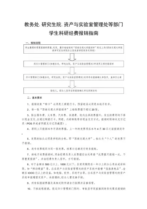 教务处研究生院资产与实验室管理处等部门学生科研经费报销指南