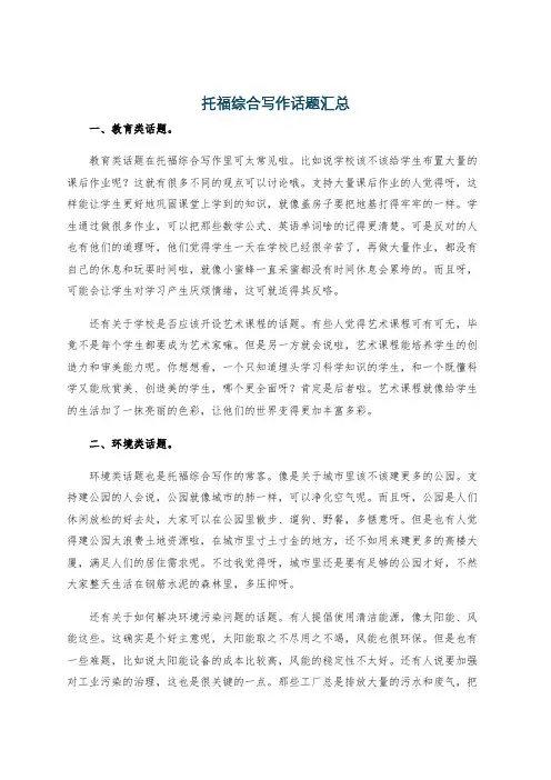 托福综合写作话题汇总