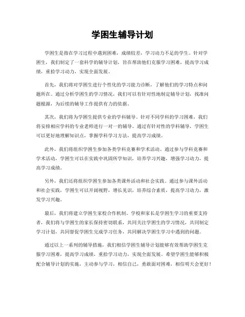 学困生辅导计划