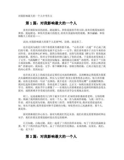 对我影响最大的一个人中考作文