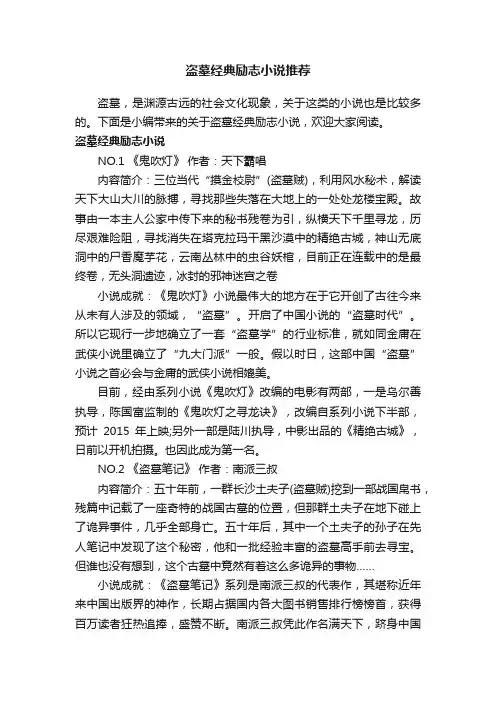盗墓经典励志小说推荐