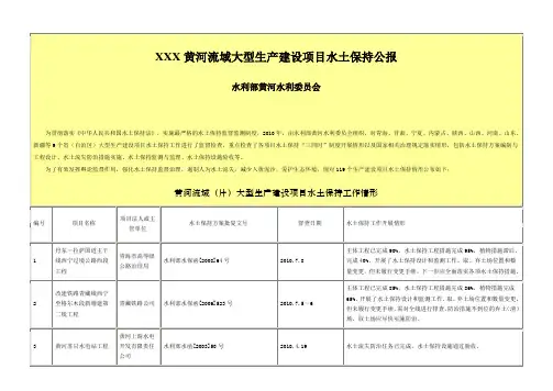 XXX黄河流域大型生产建设项目水土保持公报
