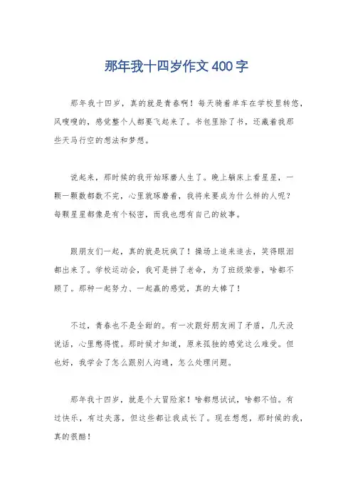 那年我十四岁作文400字