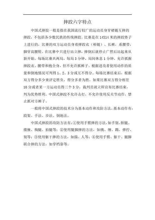 摔跤六字特点