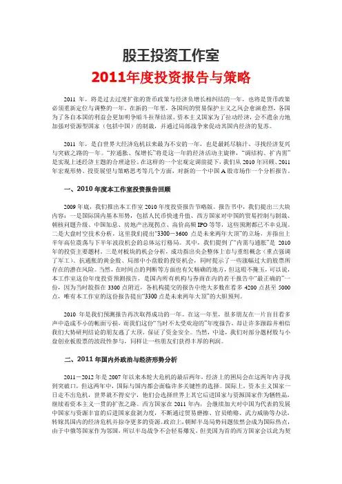 2011年度投资报告与策略