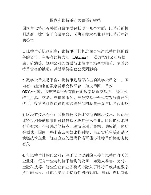 国内和比特币有关股票有哪些