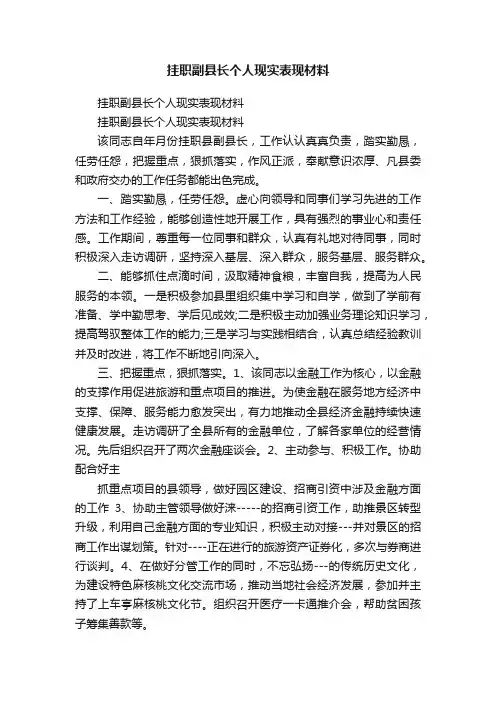 挂职副县长个人现实表现材料