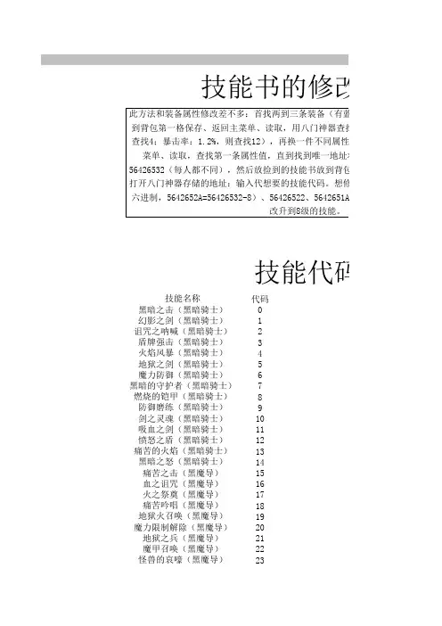 艾诺迪亚4技能书的修改方法