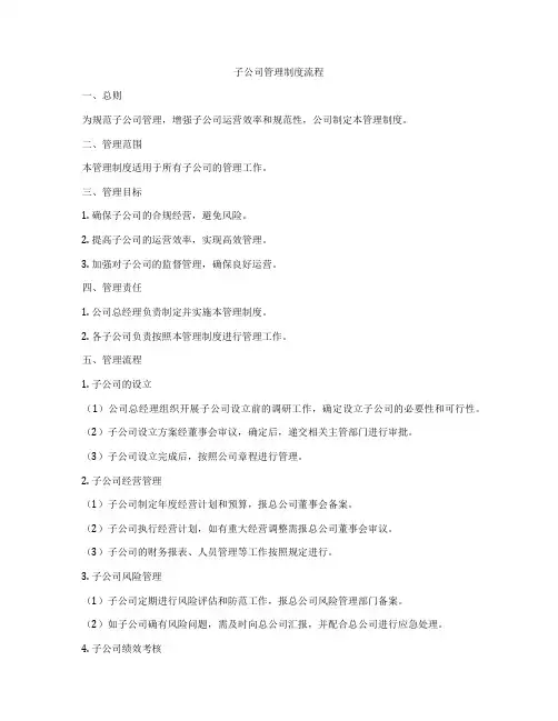 子公司管理制度流程