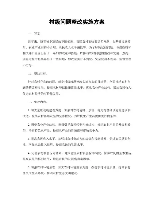 村级问题整改实施方案