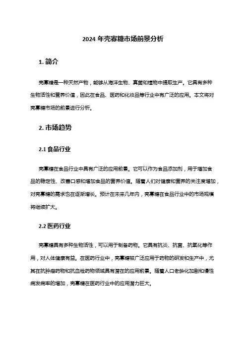 2024年壳寡糖市场前景分析