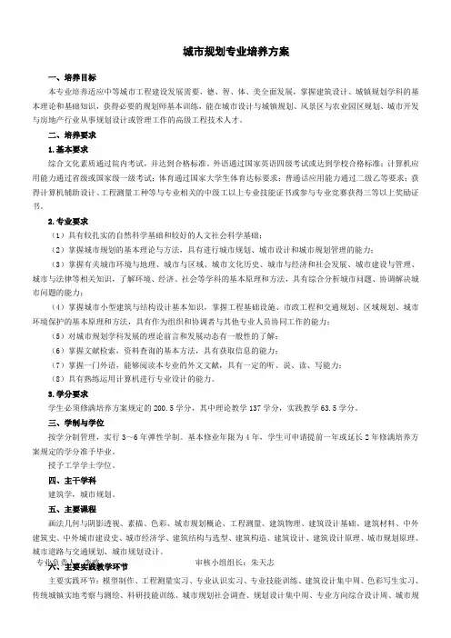 城市规划专业培养方案