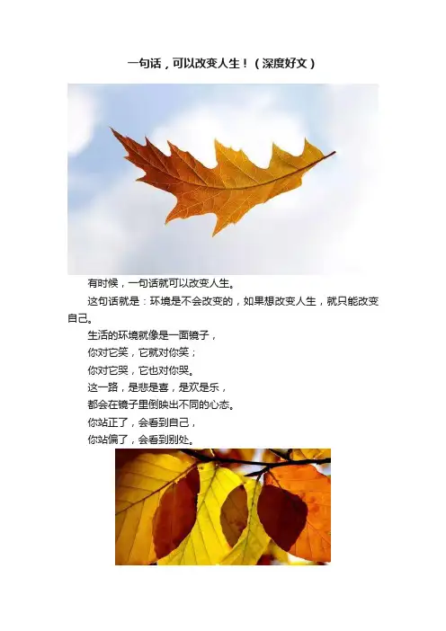 一句话，可以改变人生！（深度好文）