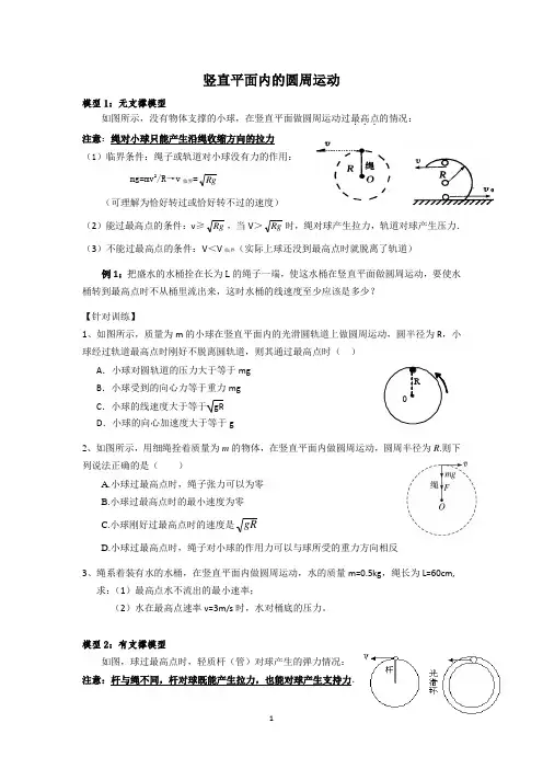 竖直平面内的圆周运动 教案