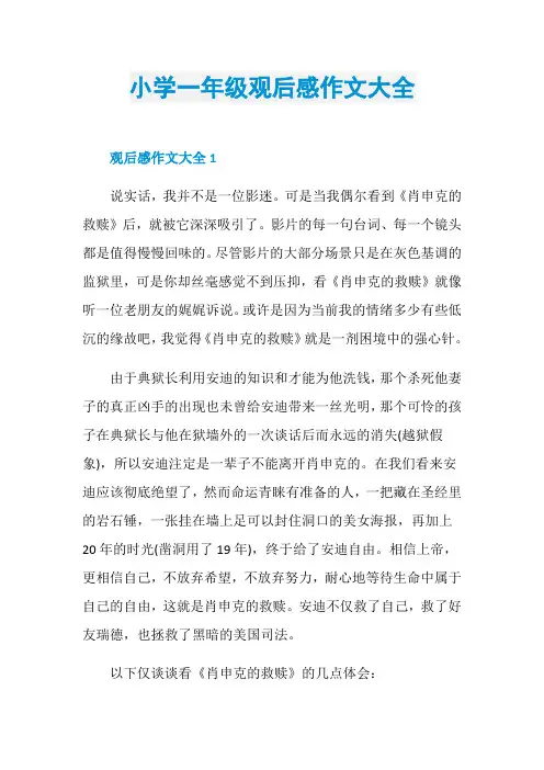 小学一年级观后感作文大全