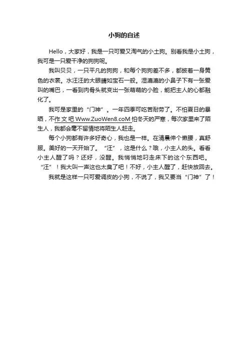 小狗的自述